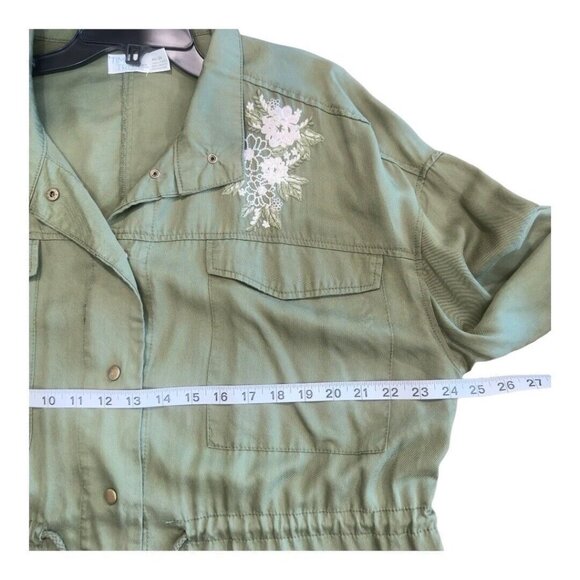Time And Tru Women Size XXL (20) Embroidered Long Sleeve- Green Utility Jacket - Picture 3 of 9